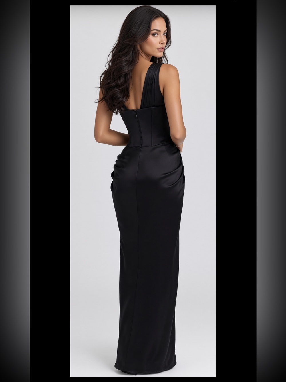 HOUSE OF CB 'Angeline' Black Satin Hourglass Maxi Dress/Size S-US 4-6 $299 - Picture 12 of 14